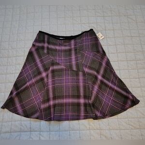 NWT Nine West Plaid A-Line Skirt
